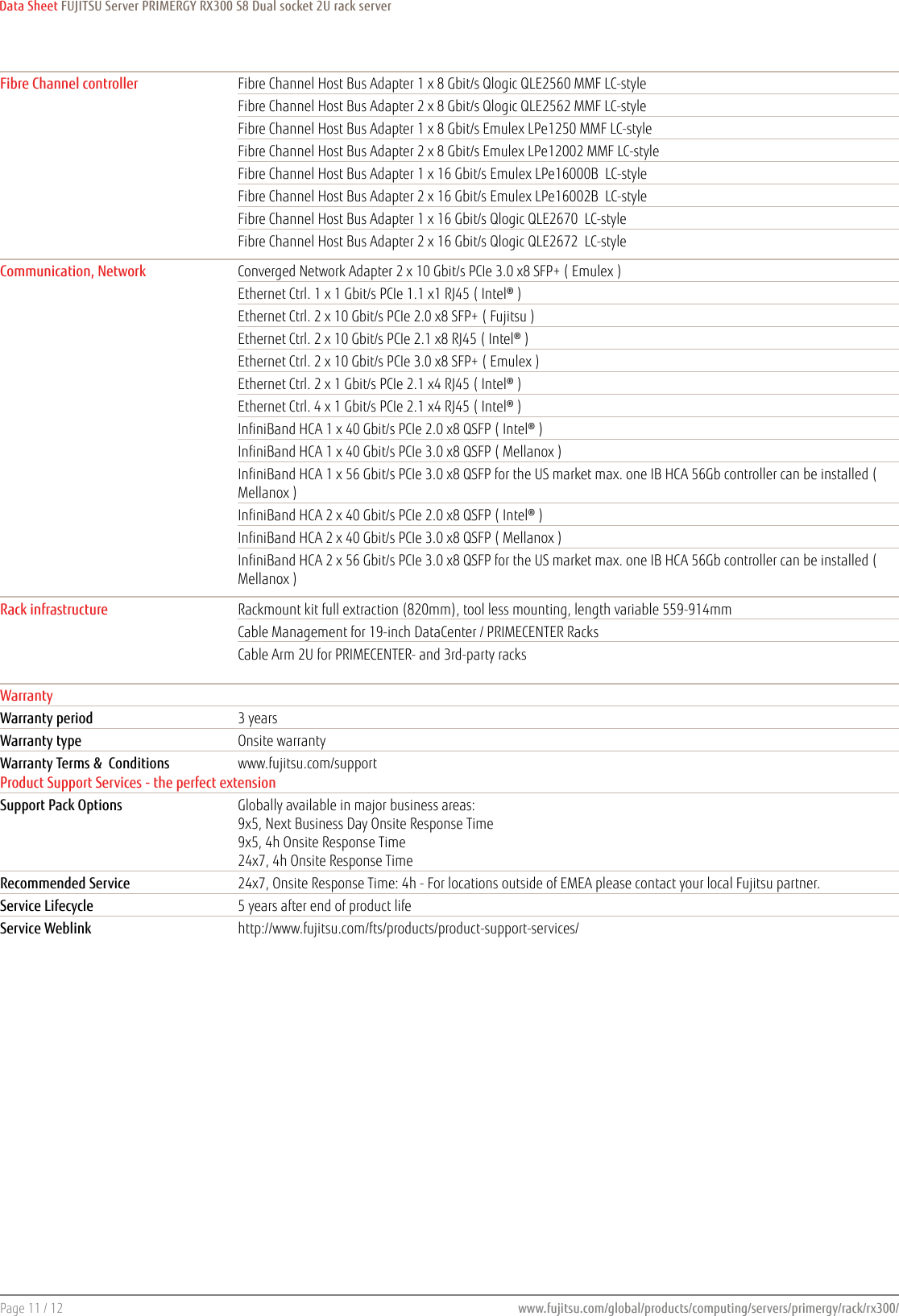 Page 11 of 12 - Fujitsu  PRIMERGY RX300 S8 Data Sheet Ds-py-rx300-s8