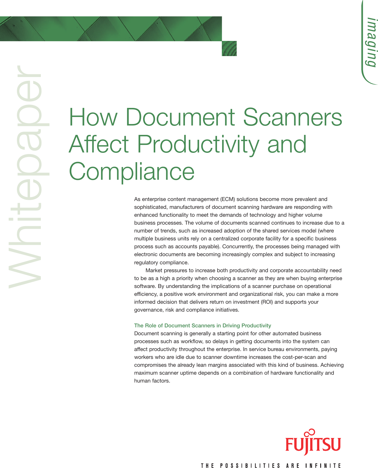 Page 1 of 4 - Fujitsu WP_fi-5900Csinglepage How  Scanners Affect Productivity And Compliance Fi-5900c Wp