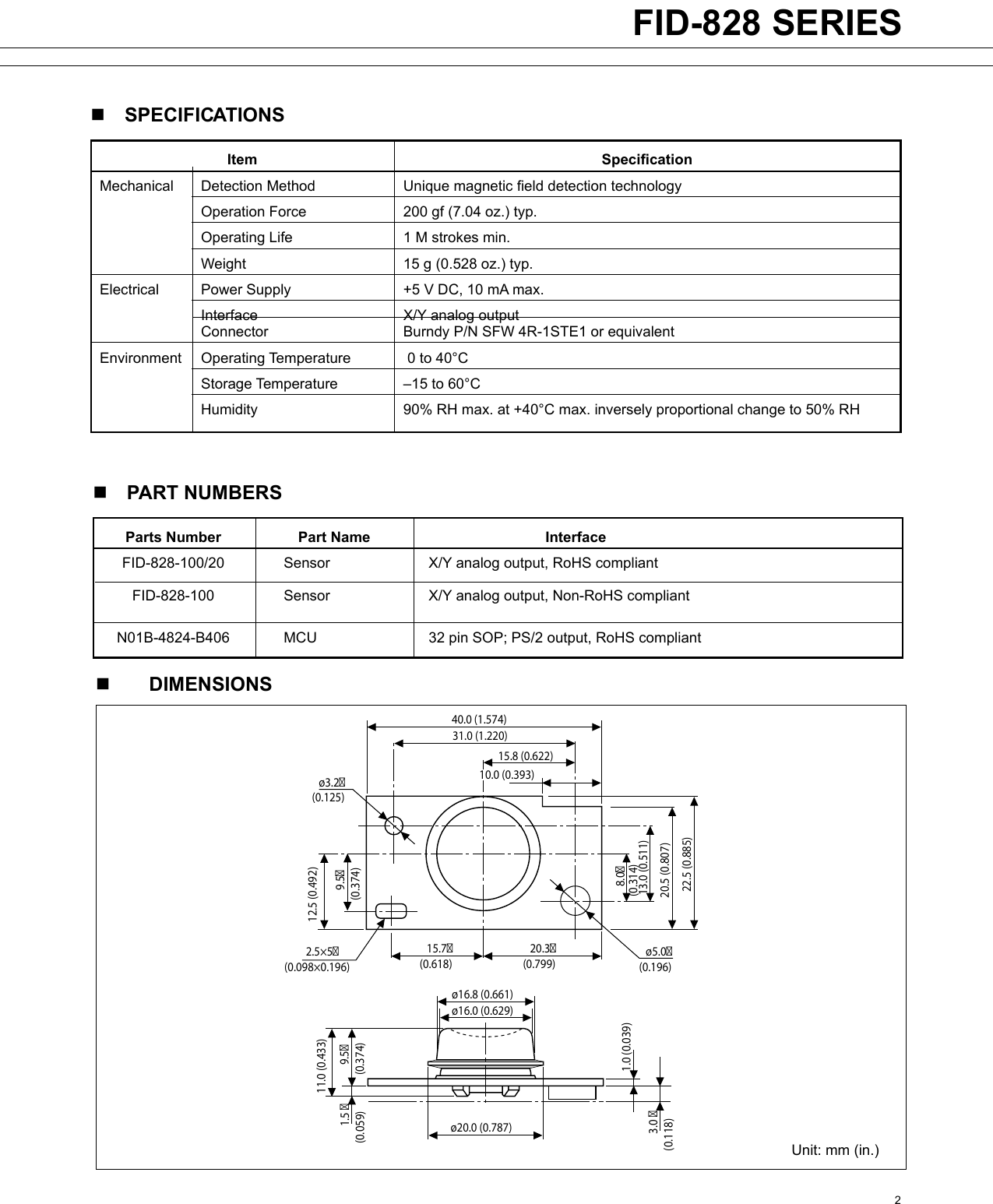Page 2 of 3 - Fujitsu  FID-828 Ergo Trac Sensor Fid828
