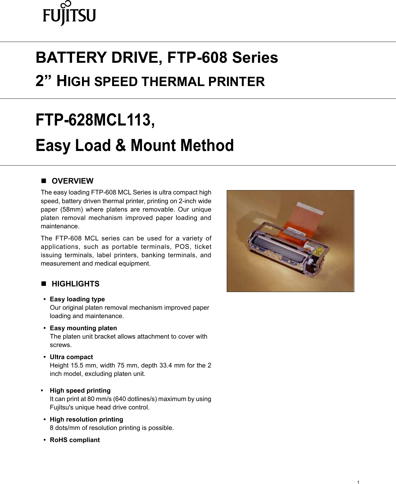 Page 1 of 6 - Fujitsu  FTP-628MCL113