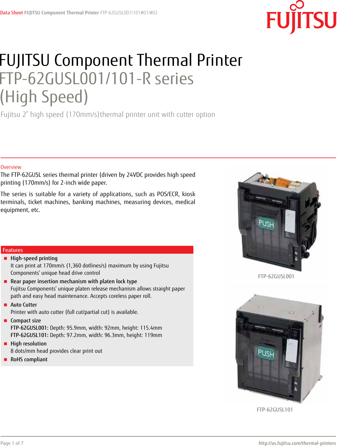 Page 1 of 7 - Fujitsu Fujitsu--of-the-factsheet FTP-62GUSL001/101 Ftp-62gusl001-101