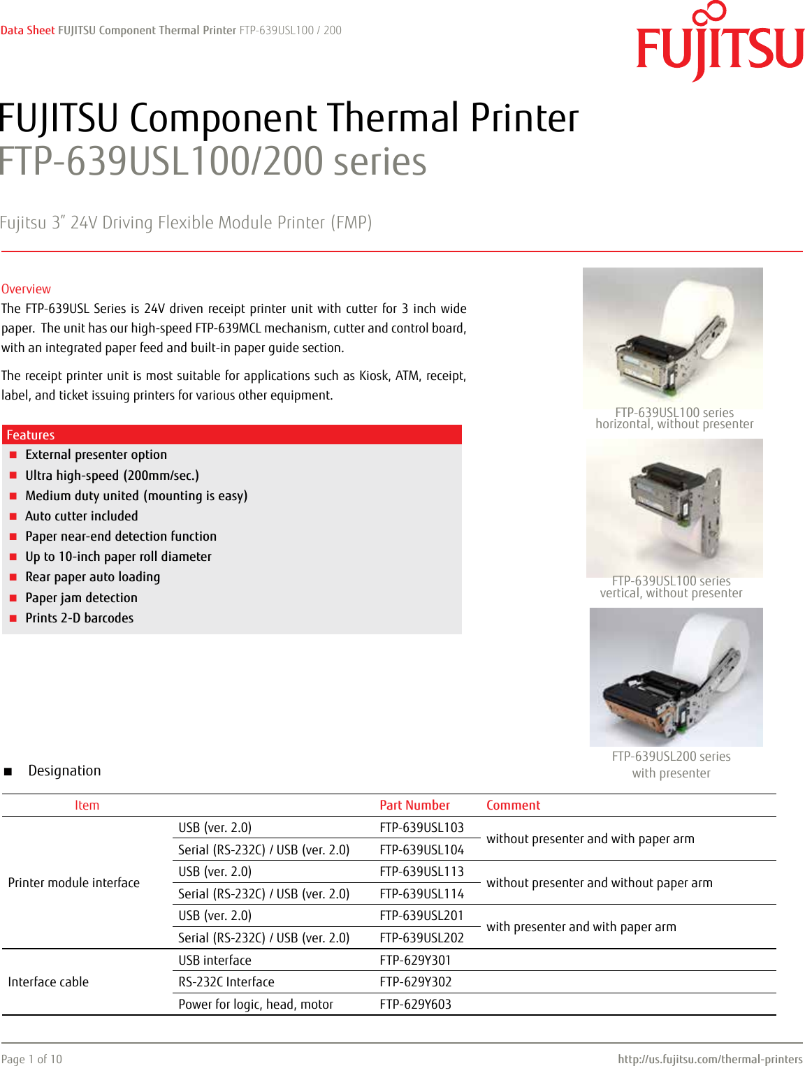 Page 1 of 10 - Fujitsu Fujitsu--of-the-factsheet FTP-639USL103/104/113/114/ 201/202 Ftp-639usl100-200