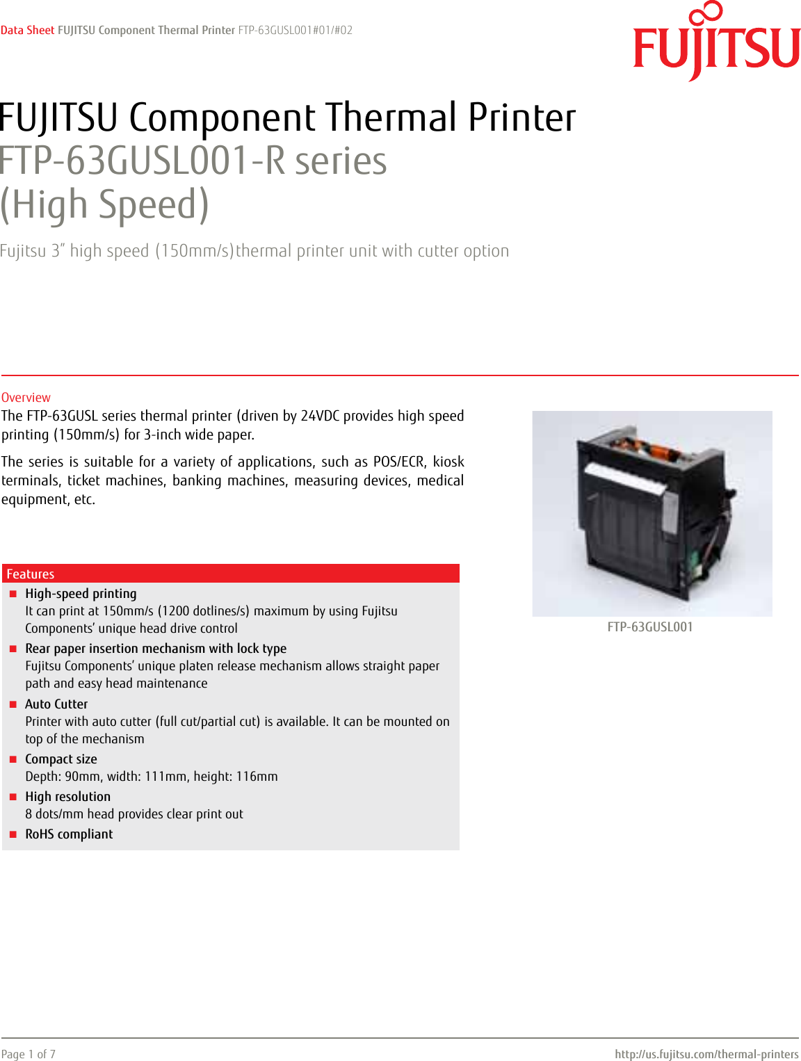 Page 1 of 7 - Fujitsu Fujitsu--of-the-factsheet Datasheet Ftp-63gusl001