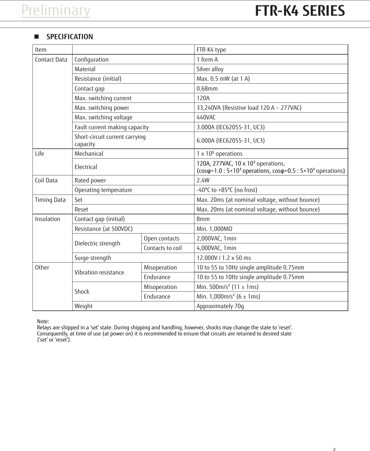 Page 2 of 5 - Fujitsu  FTR-K4 Series