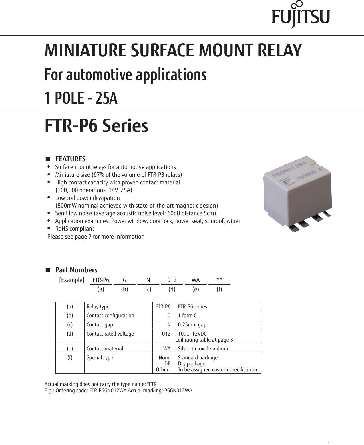 Page 1 of 8 - Fujitsu  FTR-P6 Series