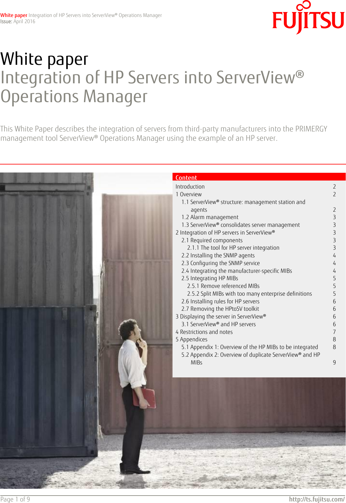 Page 1 of 9 - Fujitsu White Paper: Integration Of HP Servers In Server View® Sv-int-hp-sv-en