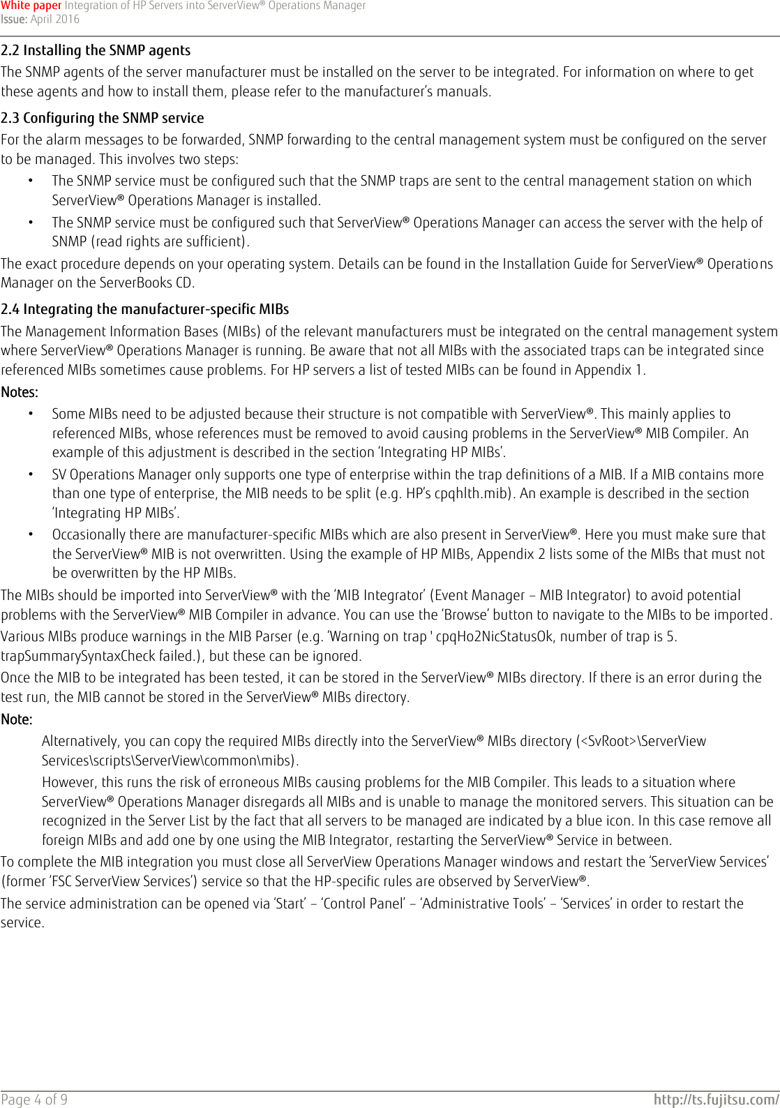 Page 4 of 9 - Fujitsu White Paper: Integration Of HP Servers In Server View® Sv-int-hp-sv-en