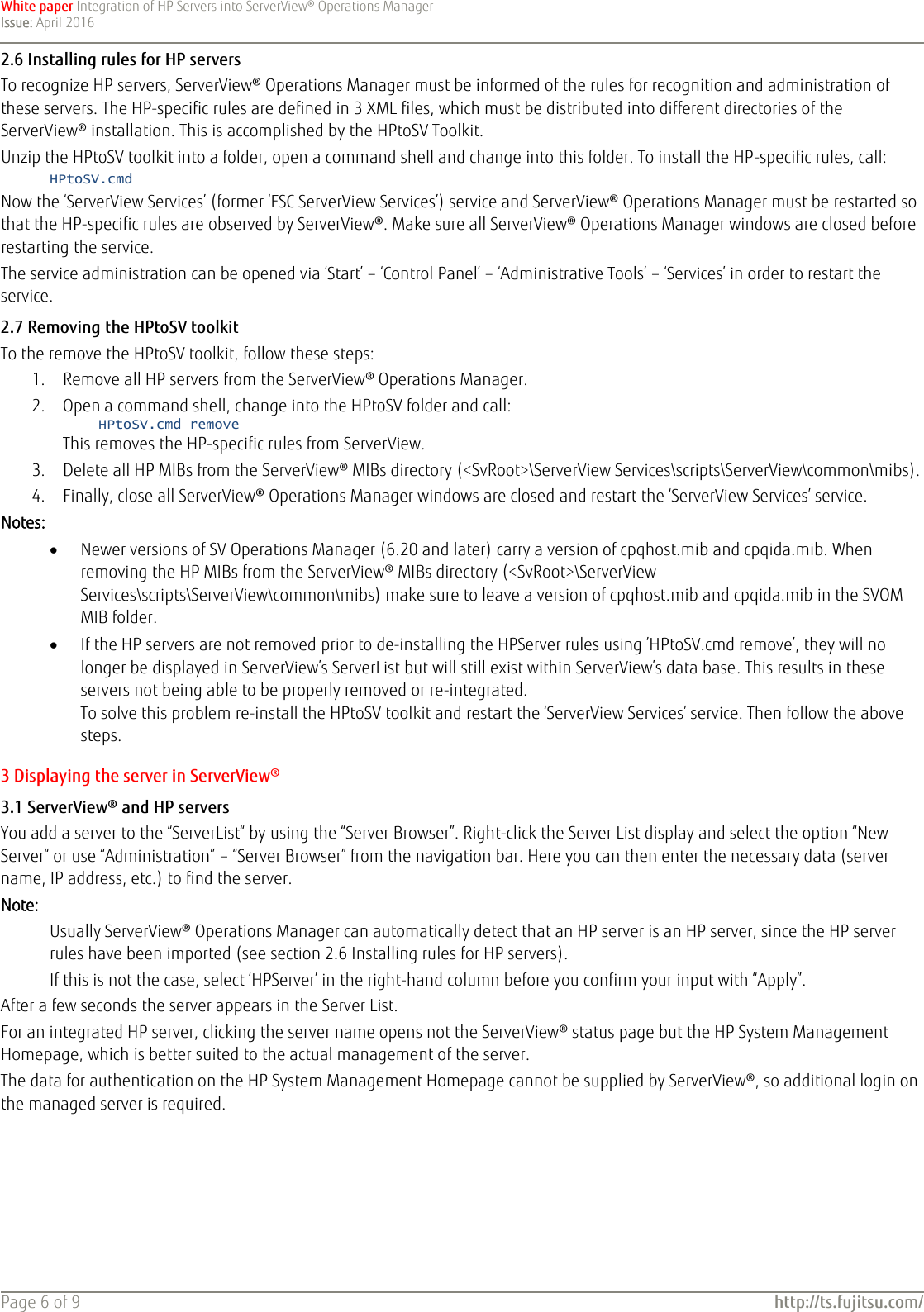 Page 6 of 9 - Fujitsu White Paper: Integration Of HP Servers In Server View® Sv-int-hp-sv-en