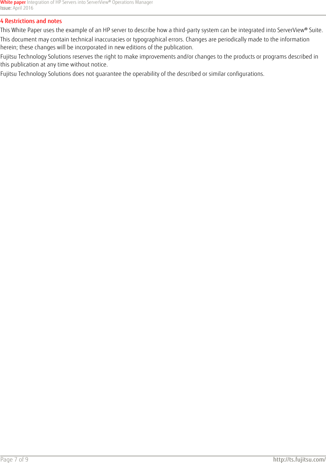 Page 7 of 9 - Fujitsu White Paper: Integration Of HP Servers In Server View® Sv-int-hp-sv-en