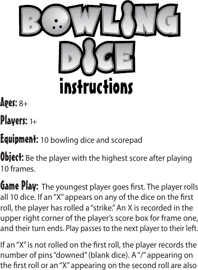 Page 1 of 5 - Fundex-Games Fundex-Games-2729-Users-Manual- 2729-01-I_BowlingDice  Fundex-games-2729-users-manual