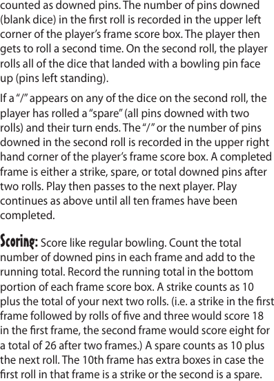 Page 2 of 5 - Fundex-Games Fundex-Games-2729-Users-Manual- 2729-01-I_BowlingDice  Fundex-games-2729-users-manual