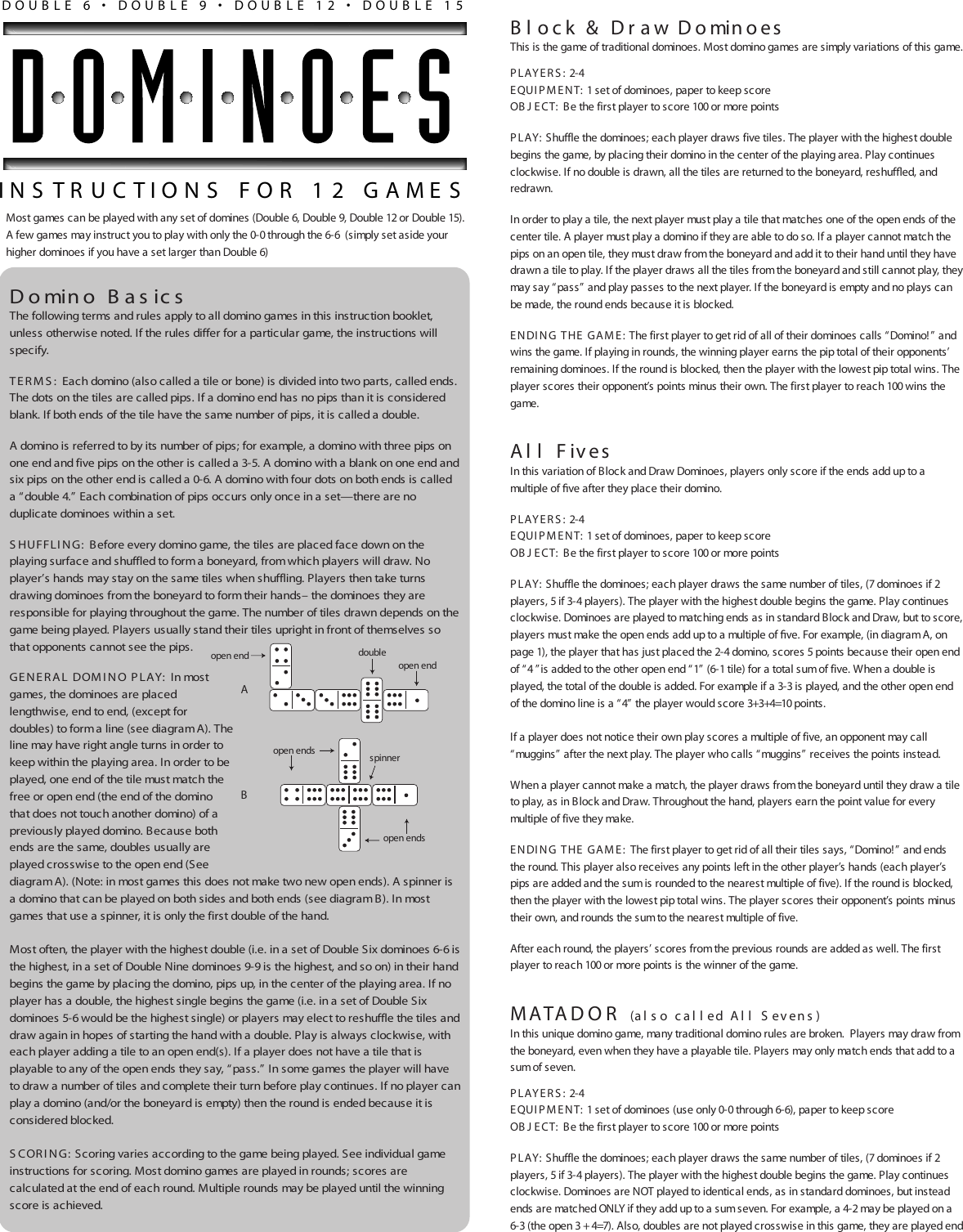 Page 1 of 3 - Fundex-Games Fundex-Games-Double-Nine-Dominoes-Users-Manual- 5400s-I_pg1  Fundex-games-double-nine-dominoes-users-manual