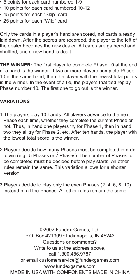 Page 5 of 6 - Fundex-Games Fundex-Games-Phase-10-Deluxe-Users-Manual- 9420-20_I_PH10 Deluxe_p1  Fundex-games-phase-10-deluxe-users-manual