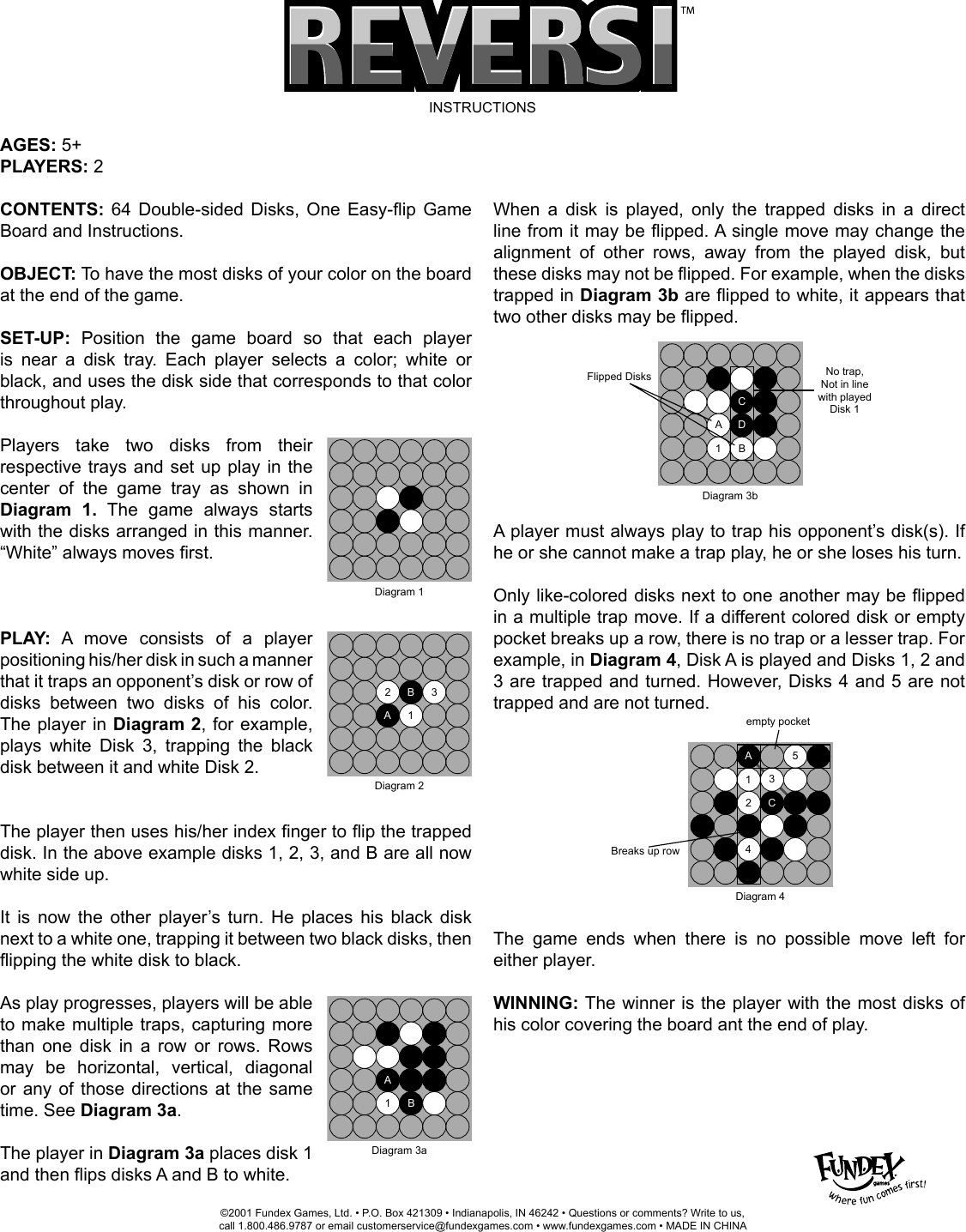 Page 1 of 1 - Fundex-Games Fundex-Games-Reversi-Users-Manual- 2424  Fundex-games-reversi-users-manual