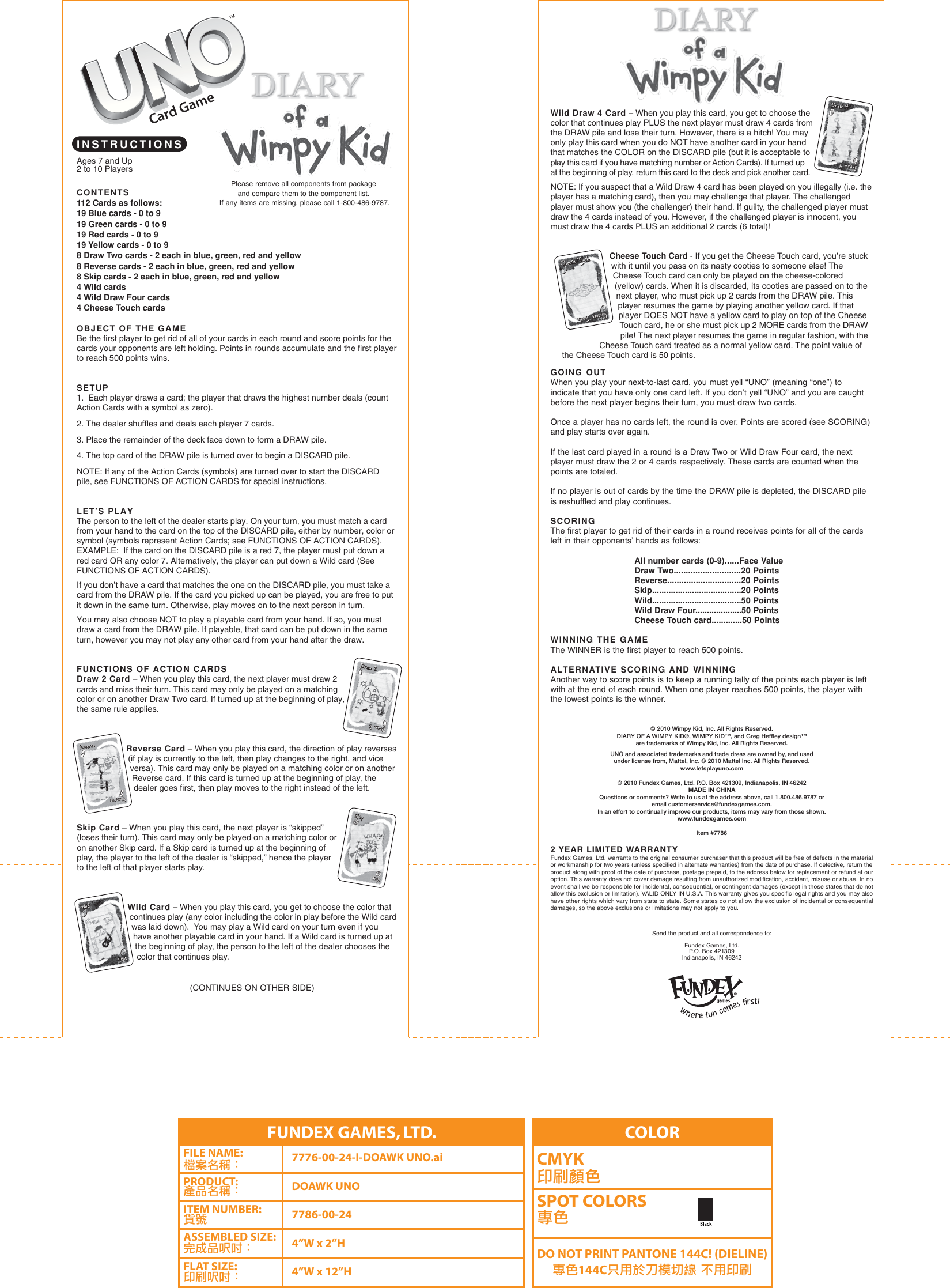 Page 1 of 1 - Fundex-Games Fundex-Games-Uno-Diary-Of-A-Wimpy-Kid-Users-Manual- 7786-00-24-I_DOAWK UNO  Fundex-games-uno-diary-of-a-wimpy-kid-users-manual