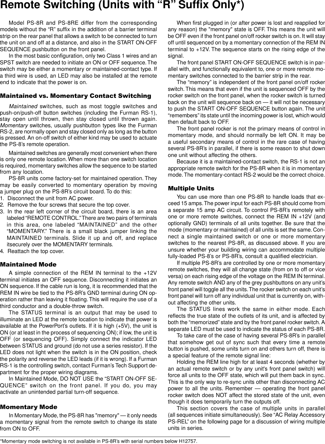Page 3 of 4 - Furman-Sound Furman-Sound-Ps-8-Users-Manual- PS-8, PS-8R Instr Sheet Rev 5 Furman-sound-ps-8-users-manual