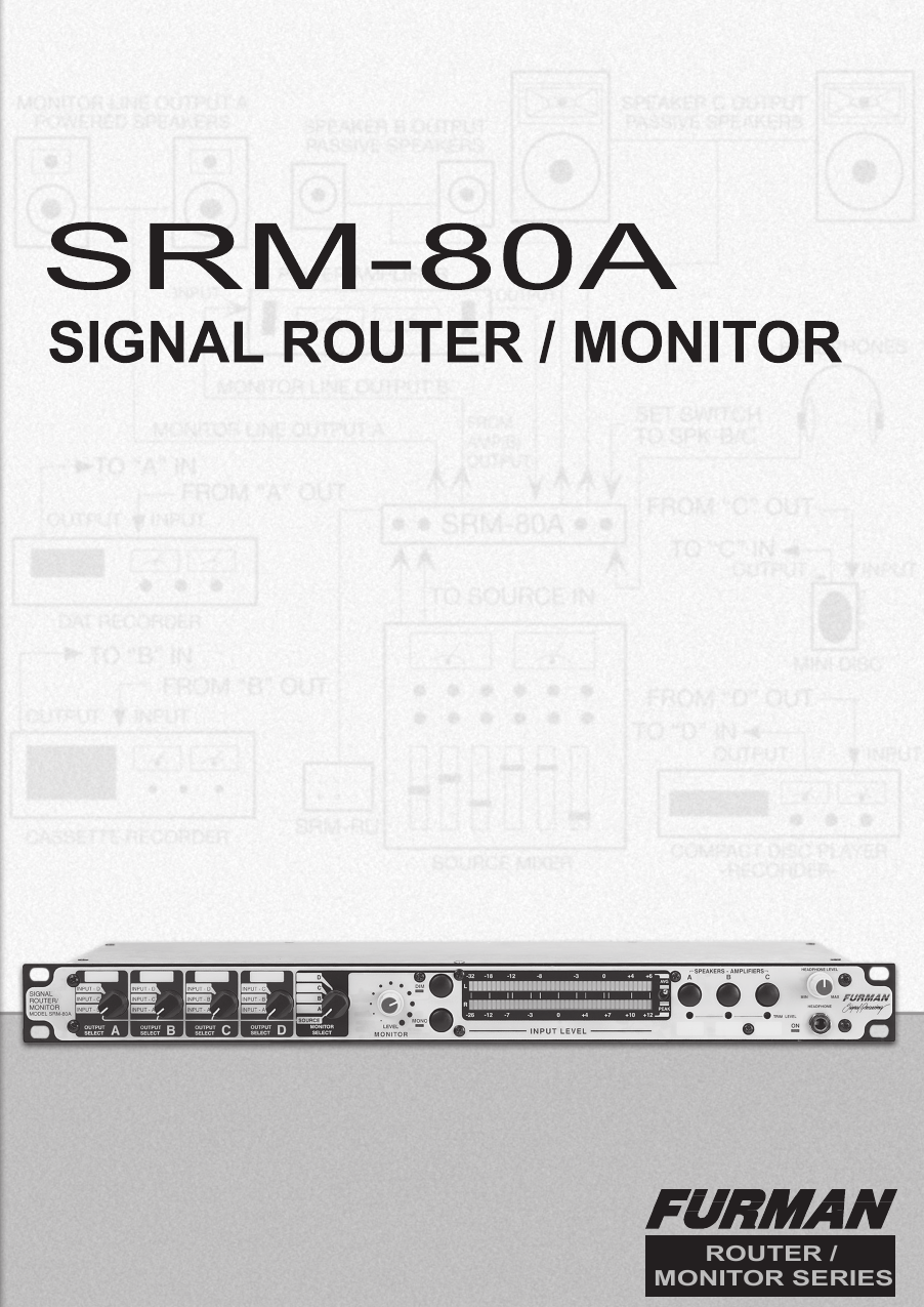 Page 1 of 12 - Furman-Sound Furman-Sound-Srm-80A-Users-Manual- SRM-80A Manual  Furman-sound-srm-80a-users-manual