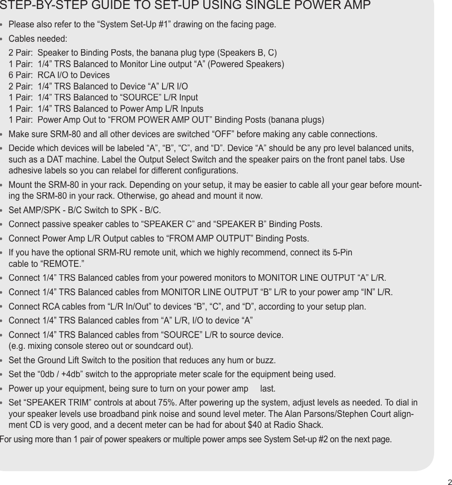 Page 3 of 12 - Furman-Sound Furman-Sound-Srm-80A-Users-Manual- SRM-80A Manual  Furman-sound-srm-80a-users-manual