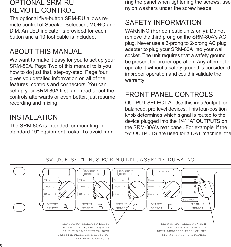 Page 6 of 12 - Furman-Sound Furman-Sound-Srm-80A-Users-Manual- SRM-80A Manual  Furman-sound-srm-80a-users-manual