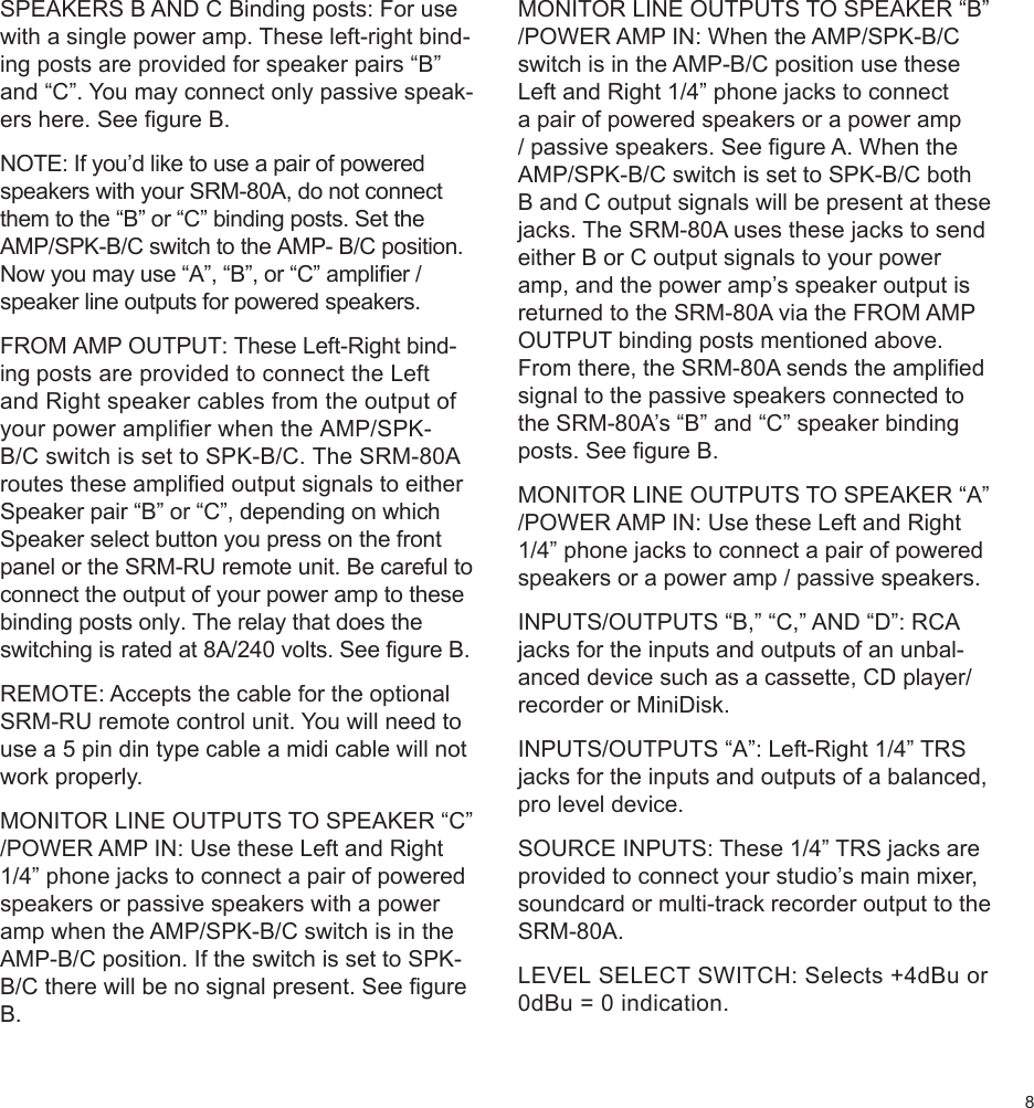 Page 9 of 12 - Furman-Sound Furman-Sound-Srm-80A-Users-Manual- SRM-80A Manual  Furman-sound-srm-80a-users-manual