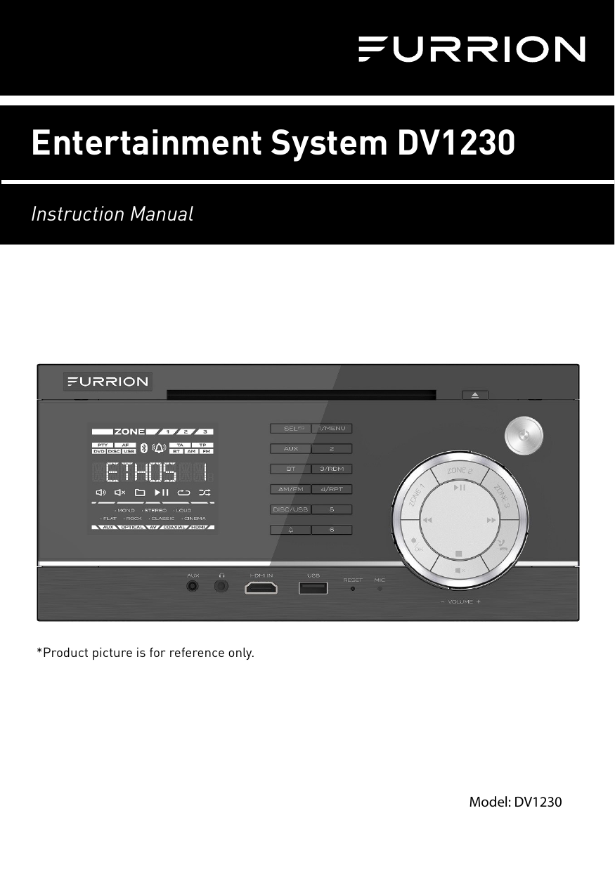 *Product picture is for reference only.Entertainment System DV1230Instruction ManualModel: DV1230