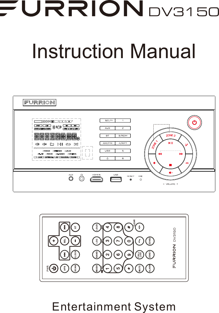 Instruction ManualEntertainment SystemDV3150ZONE1 ZONE2ALARM