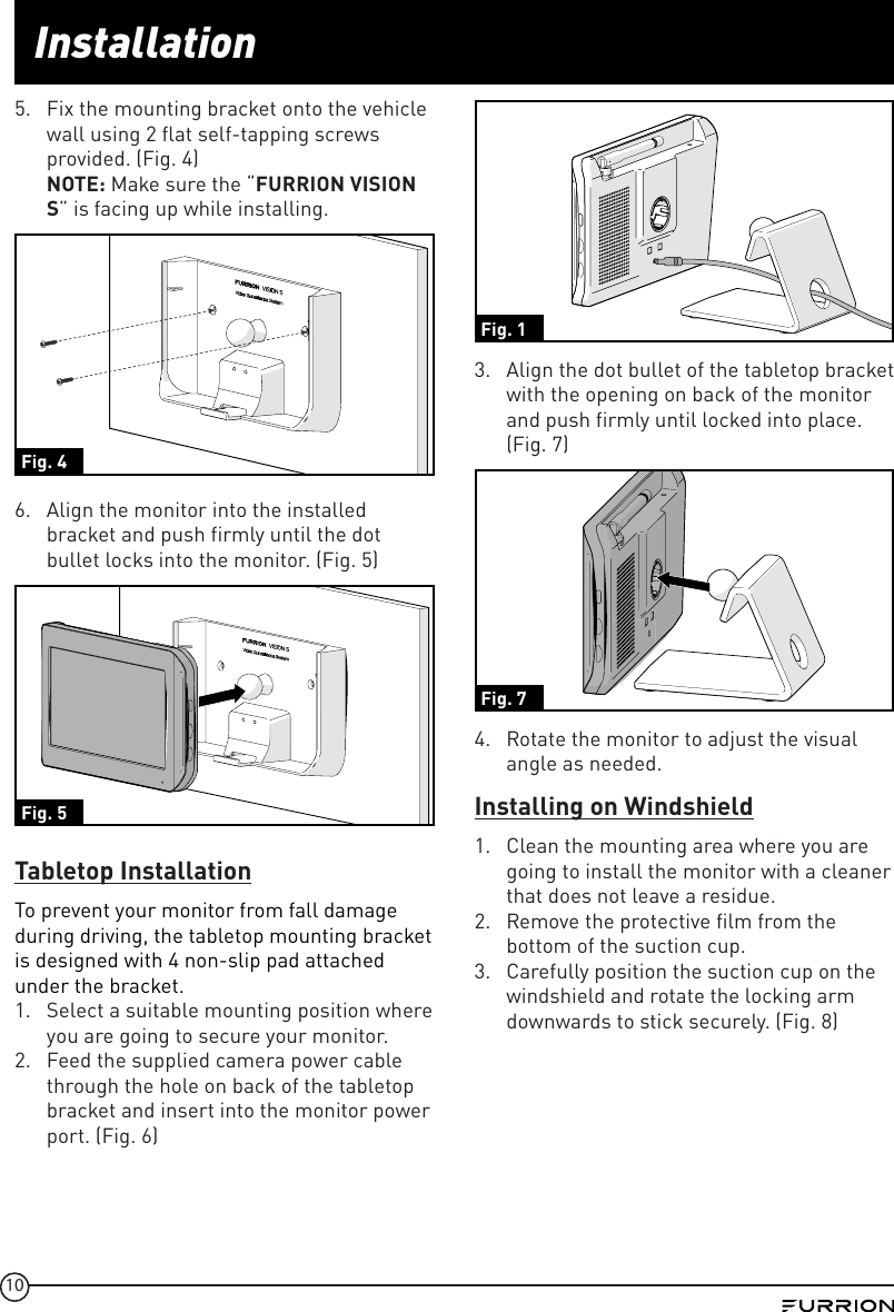 Page 10 of Furrion FOS05TA Vision S Camera System - Monitor User Manual IM FCM00001 indd