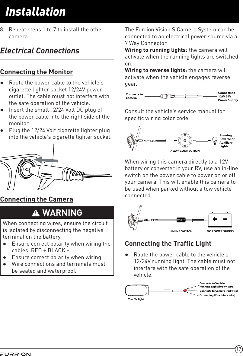 Page 17 of Furrion FOS05TA Vision S Camera System - Monitor User Manual IM FCM00001 indd