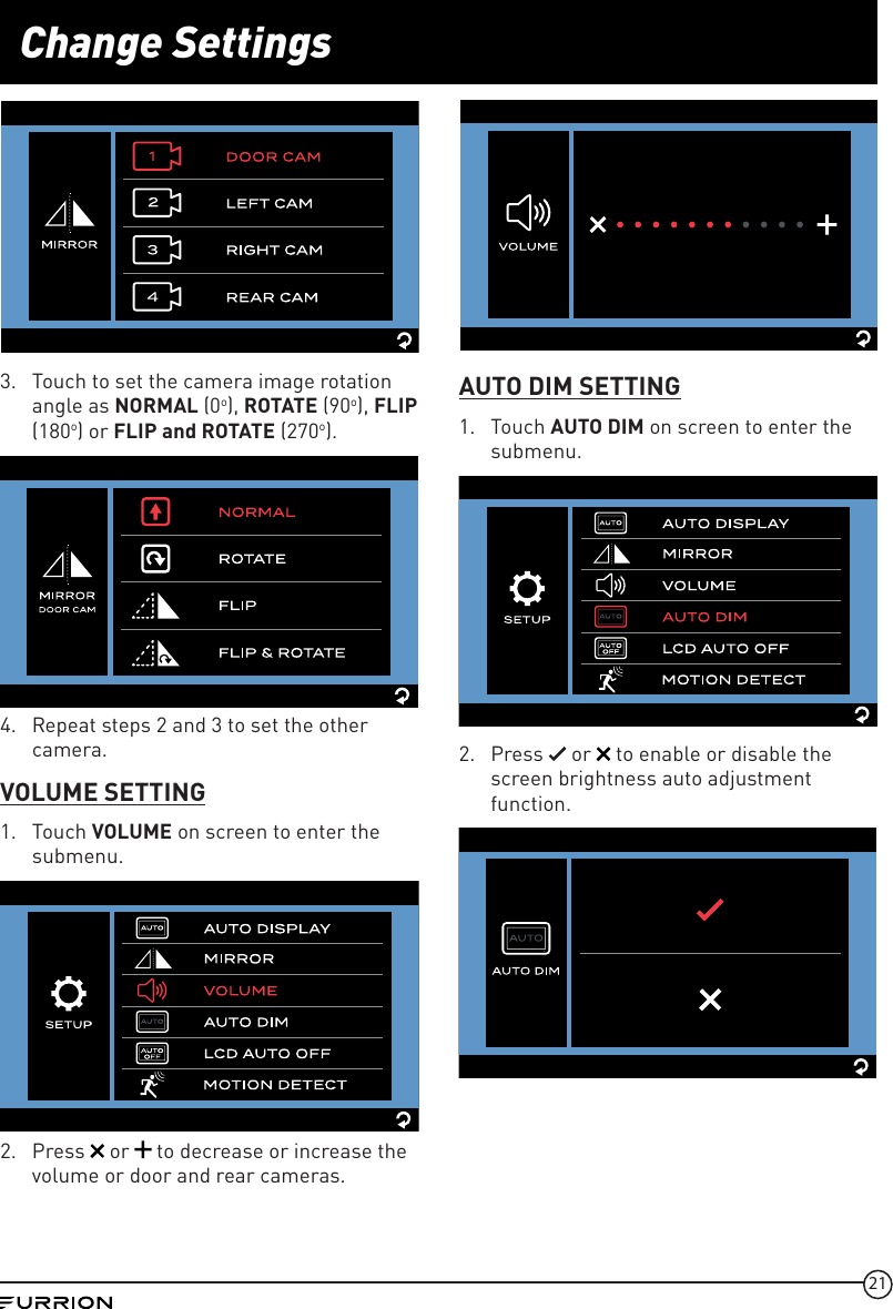 Page 21 of Furrion FOS05TA Vision S Camera System - Monitor User Manual IM FCM00001 indd