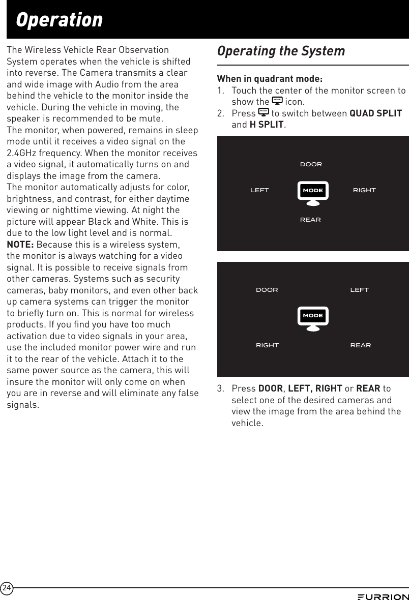 Page 24 of Furrion FOS05TA Vision S Camera System - Monitor User Manual IM FCM00001 indd