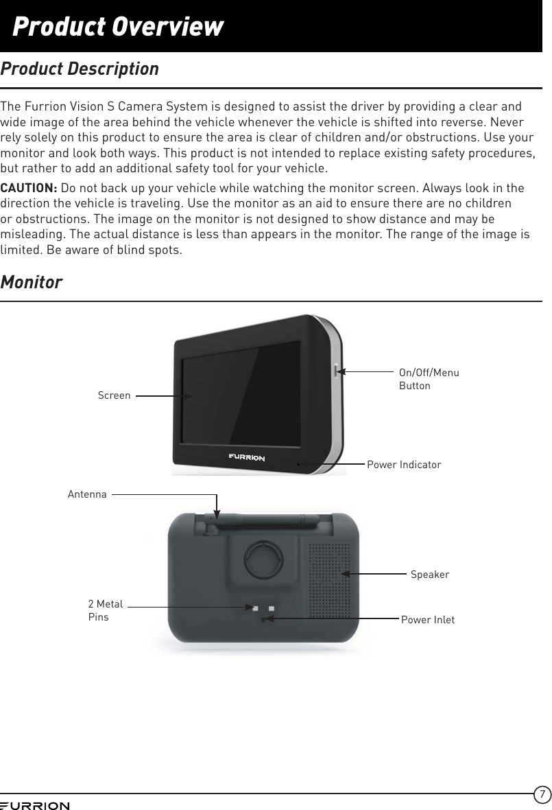Page 7 of Furrion FOS05TA Vision S Camera System - Monitor User Manual IM FCM00001 indd
