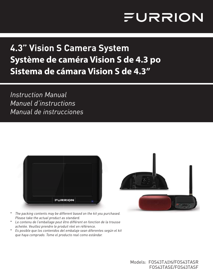 Page 1 of Furrion FOS43TA Vision S Camera System - Monitor User Manual IM FCM00002 indd
