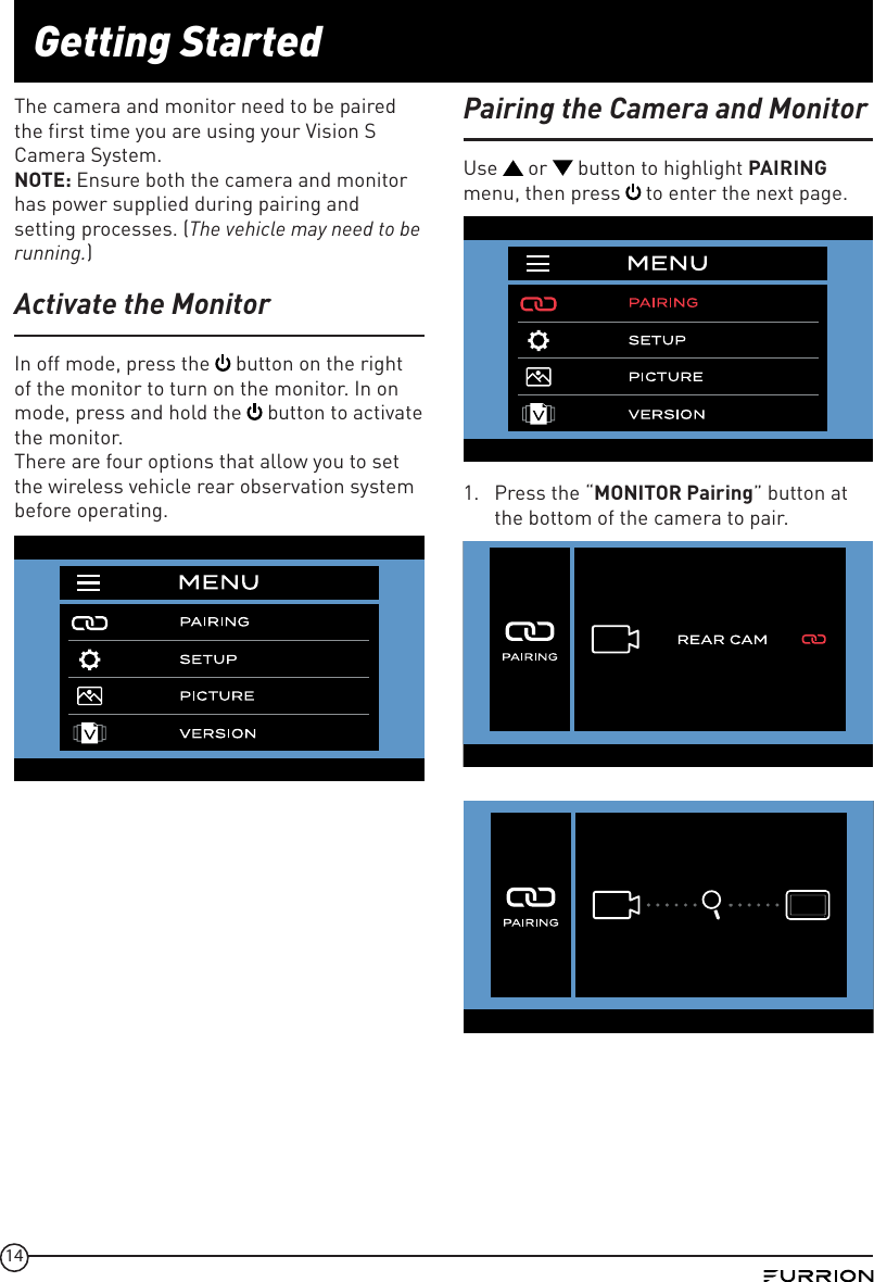 Page 14 of Furrion FOS43TA Vision S Camera System - Monitor User Manual IM FCM00002 indd