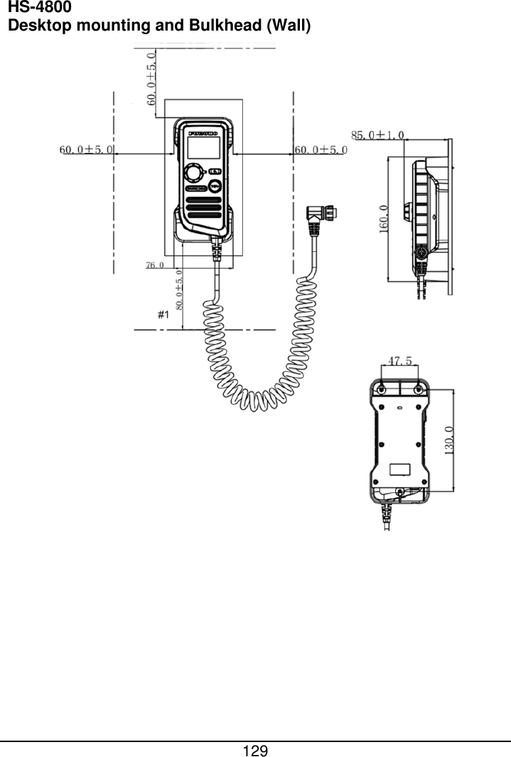  129  HS-4800 Desktop mounting and Bulkhead (Wall)    