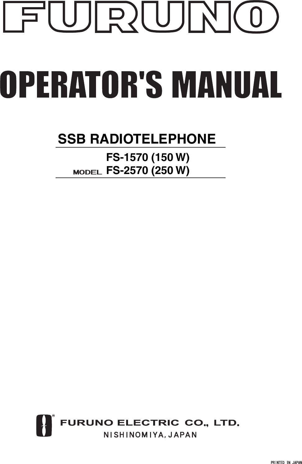 SSB RADIOTELEPHONEFS-1570 (150 W)FS-2570 (250 W)