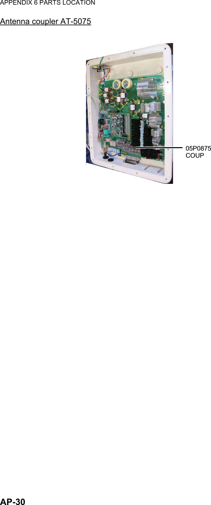 APPENDIX 6 PARTS LOCATIONAP-30Antenna coupler AT-507505P0875 COUP