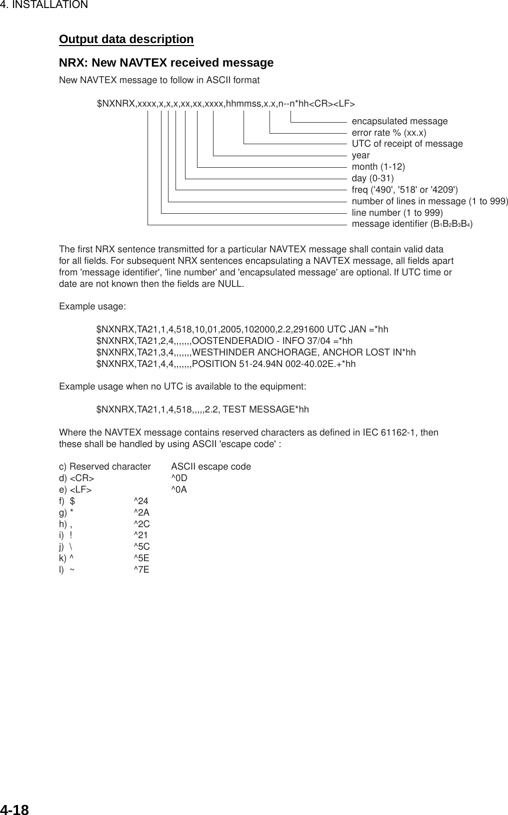 Page 61 of Furuno USA 9ZWNX700A NAVTEX RECIEVER User Manual 