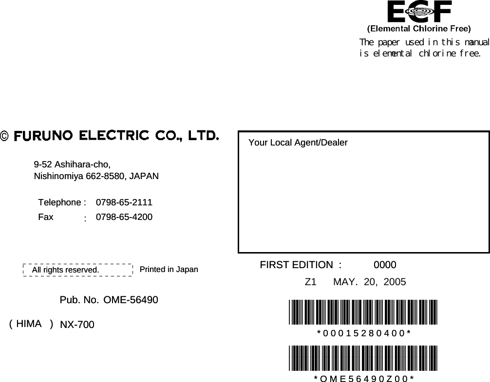 Page 84 of Furuno USA 9ZWNX700A NAVTEX RECIEVER User Manual 