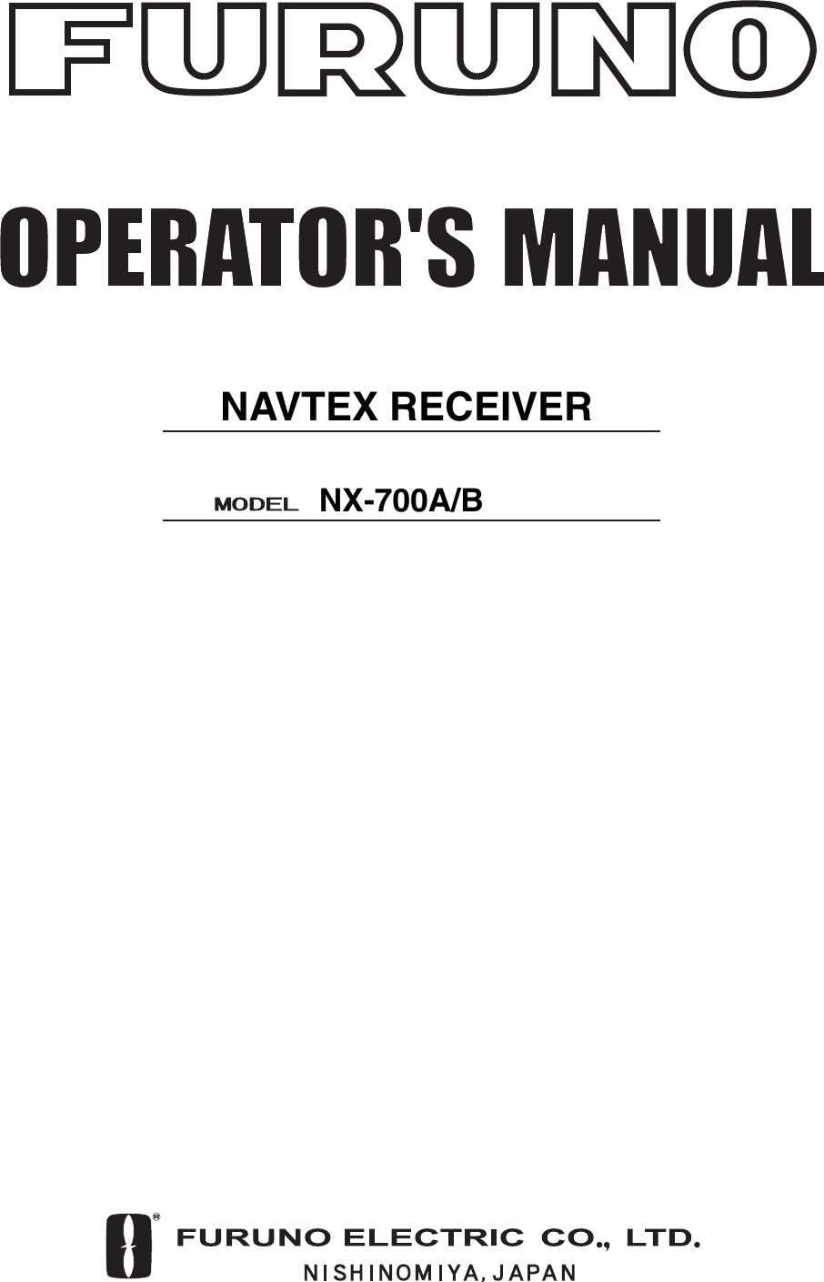 Page 1 of Furuno USA 9ZWNX700B NAVTEX RECEIVER User Manual 