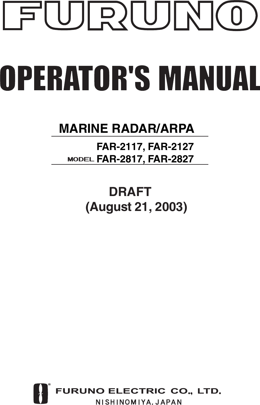 MARINE RADAR/ARPAFAR-2117, FAR-2127FAR-2817, FAR-2827DRAFT(August 21, 2003)