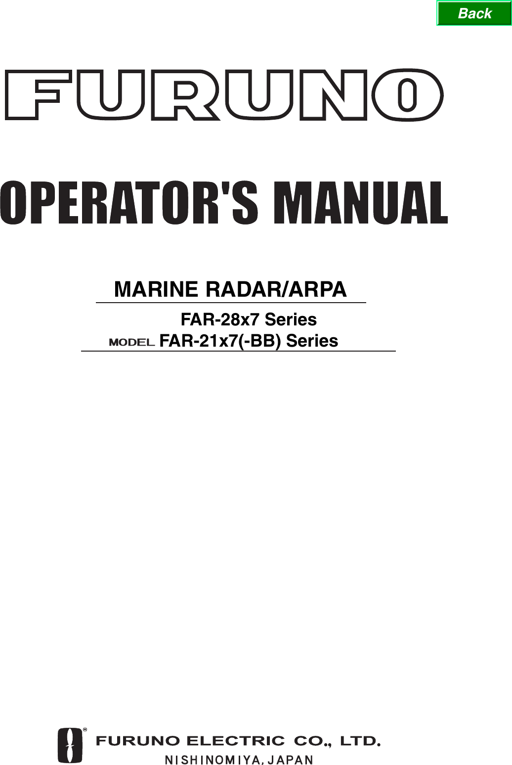 Page 1 of Furuno USA 9ZWRTR083 Marine Radar User Manual FR 21x7 28x7 series OME