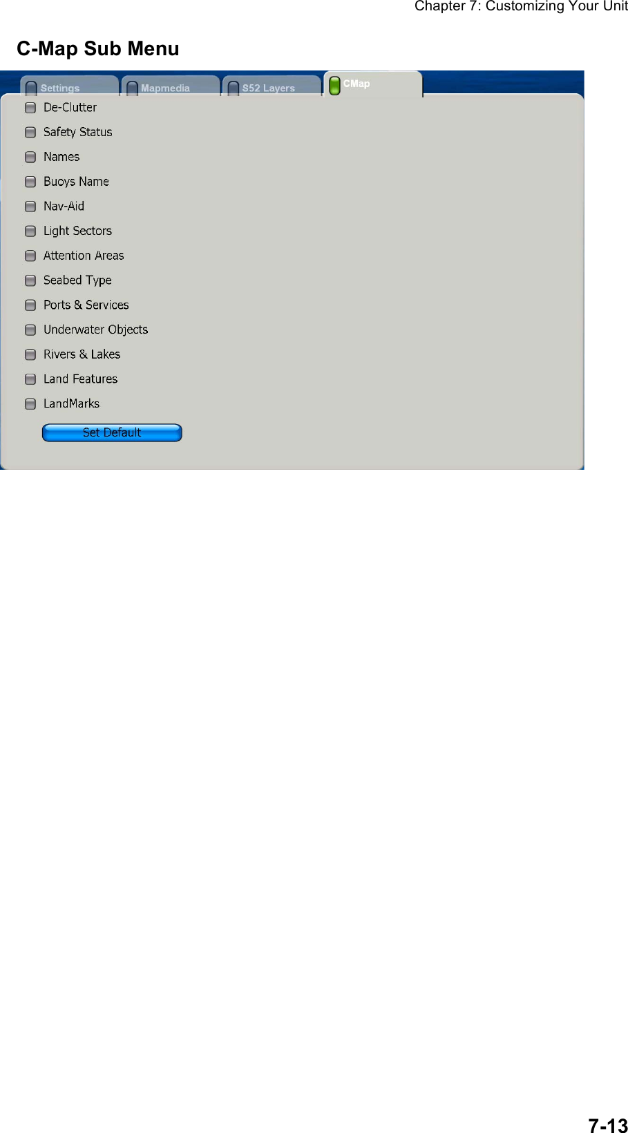 Chapter 7: Customizing Your Unit7-13C-Map Sub Menu