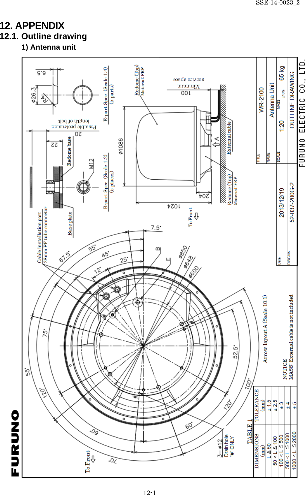 SSE-14-0023_2 12-1 12. APPENDIX 12.1. Outline drawing 1) Antenna unit      