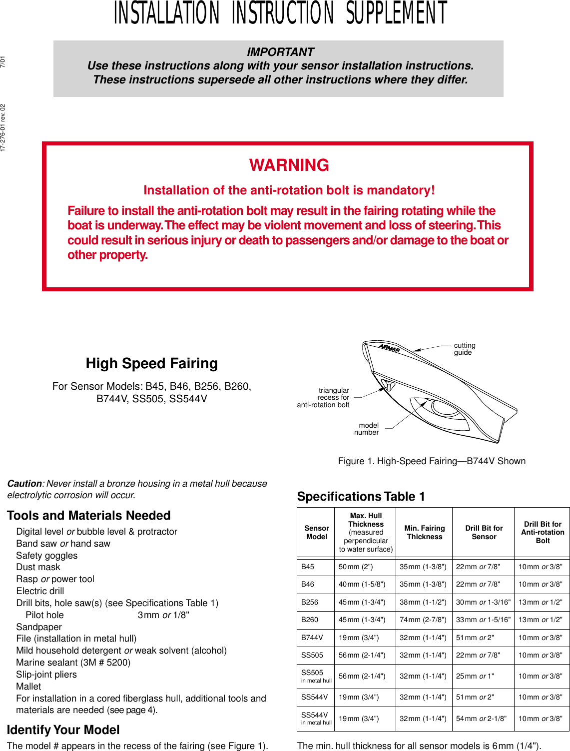 Page 1 of 4 - Furuno Furuno-525Stid-Msd-Installation-Instructions- 17-276-01 R02 HS Fairing  Furuno-525stid-msd-installation-instructions