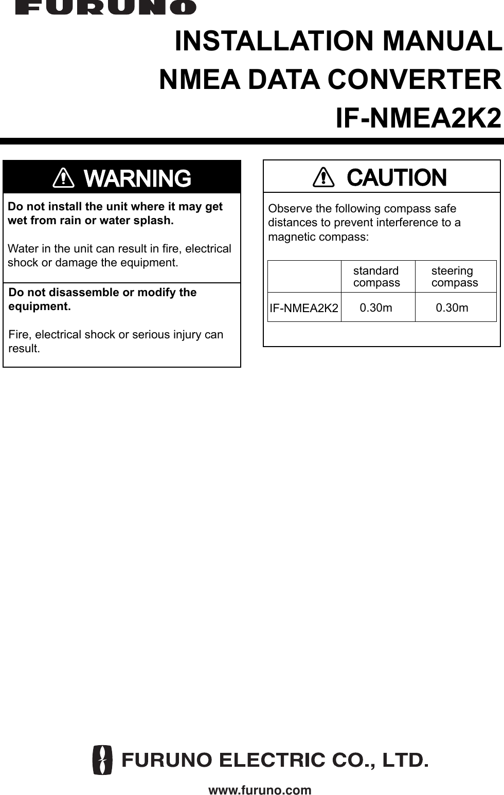 Page 1 of 10 - Furuno Furuno-If-Nmea2K2-Installation-Instructions- Furuno-if-nmea2k2-installation-instructions