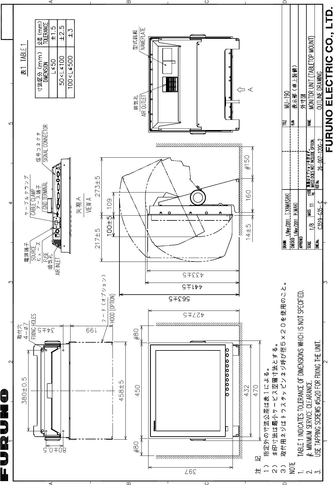 Furuno Mu190 Operators Manual Cover