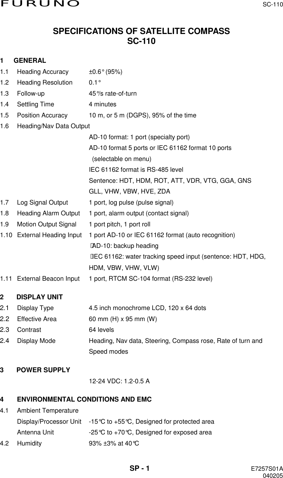Page 1 of 2 - Furuno Furuno-Sc110-Users-Manual- SC-110  Furuno-sc110-users-manual