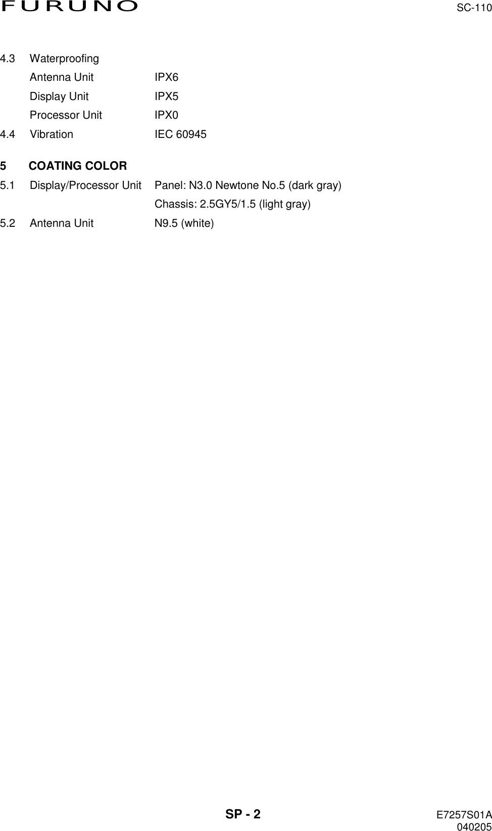 Page 2 of 2 - Furuno Furuno-Sc110-Users-Manual- SC-110  Furuno-sc110-users-manual