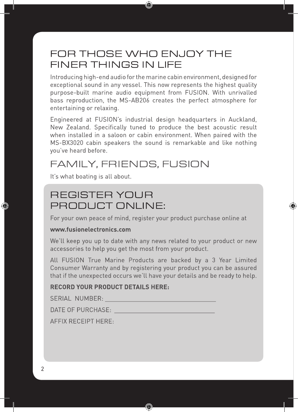 Page 2 of 8 - Fusion Fusion-Fusion-Electronics-Car-Speaker-Ms-Ab206-Users-Manual- Fusion-fusion-electronics-car-speaker-ms-ab206-users-manual