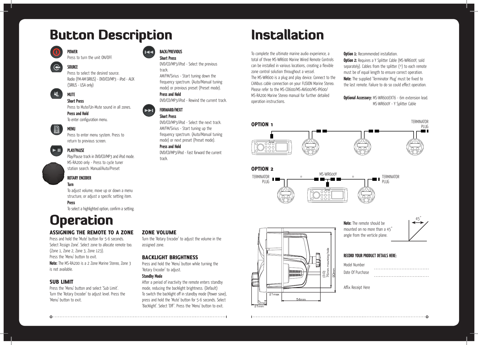 Fusion Electronics Marine Sanitation System Ms Wr600C Users Manual